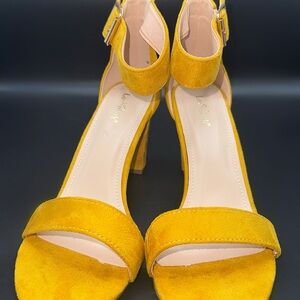 Yellow Suede Ankle Strap Heels